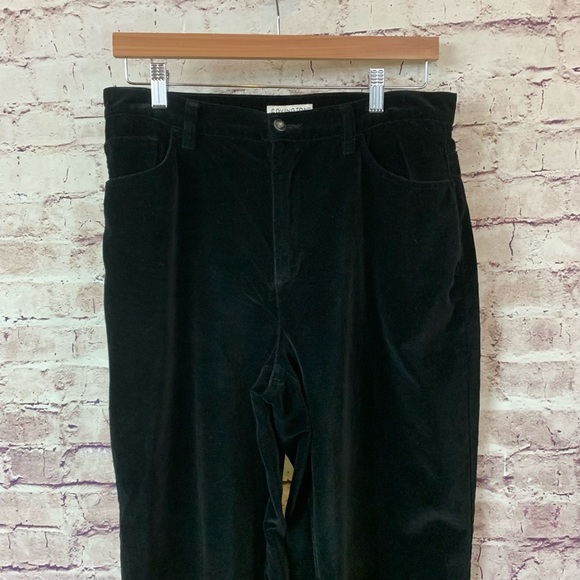 Covington Black Velour Flat Front Straight Leg Pants - Picture 2 of 7